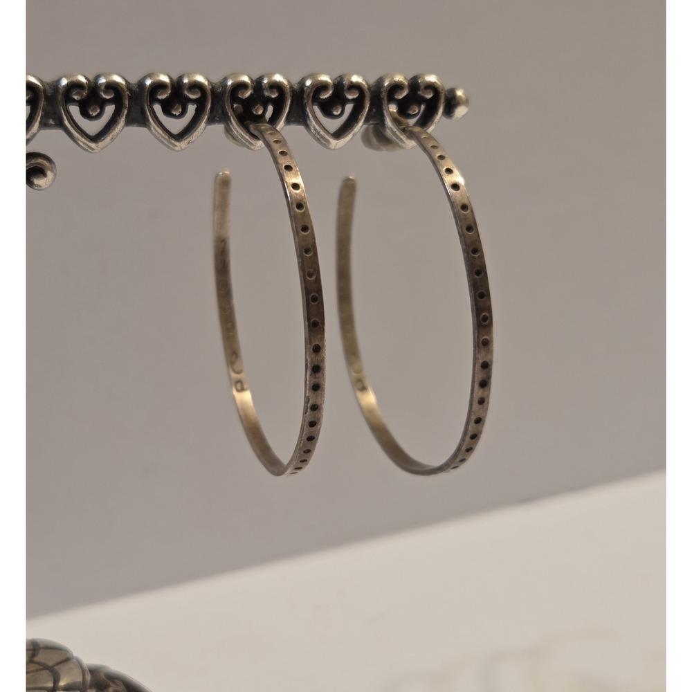 Unique Vintage Sterling Silver 45mm Hoop Earrings Signed Hoopea